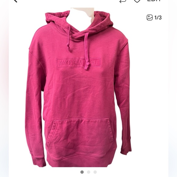 American Eagle Pink Hoodie Women’s Small Pullover Sweatshirt Embossed Logo - Picture 4 of 6
